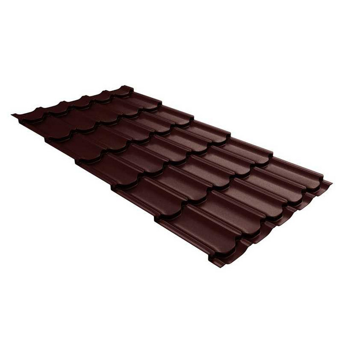 Металлочерепица Grand Line Kvinta plus (Квинта Плюс) 0,5 GreenCoat Pural Matt BT RAL 8017 Шоколад | c 3D резом